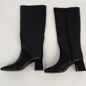 On 34th Millerr Knee High Boots Size 8M Black Square Toe Block Heel 2.5"